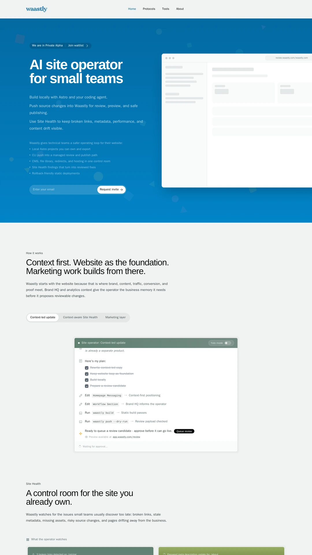 Screenshot of Waastly
