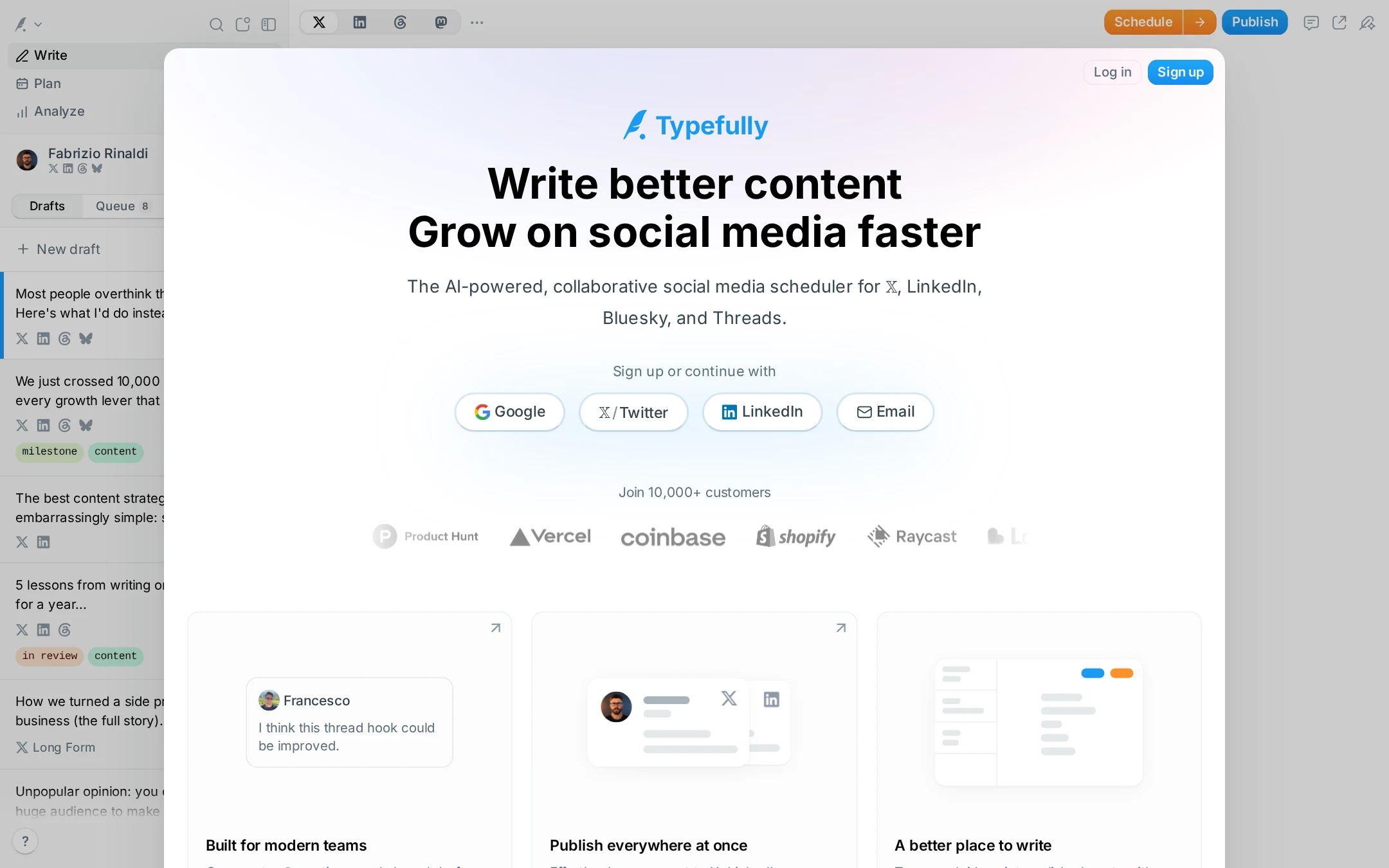 Full desktop screenshot of Typefully