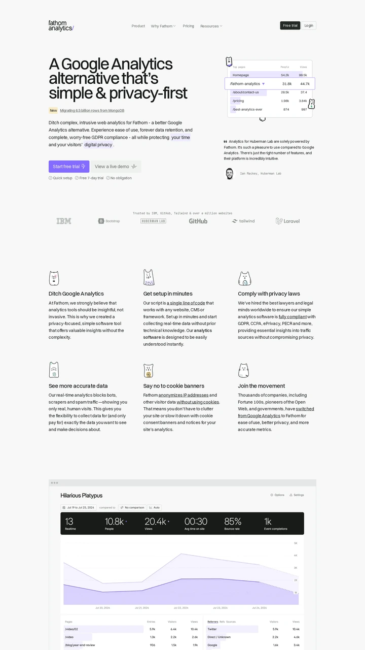 Screenshot of Fathom Analytics