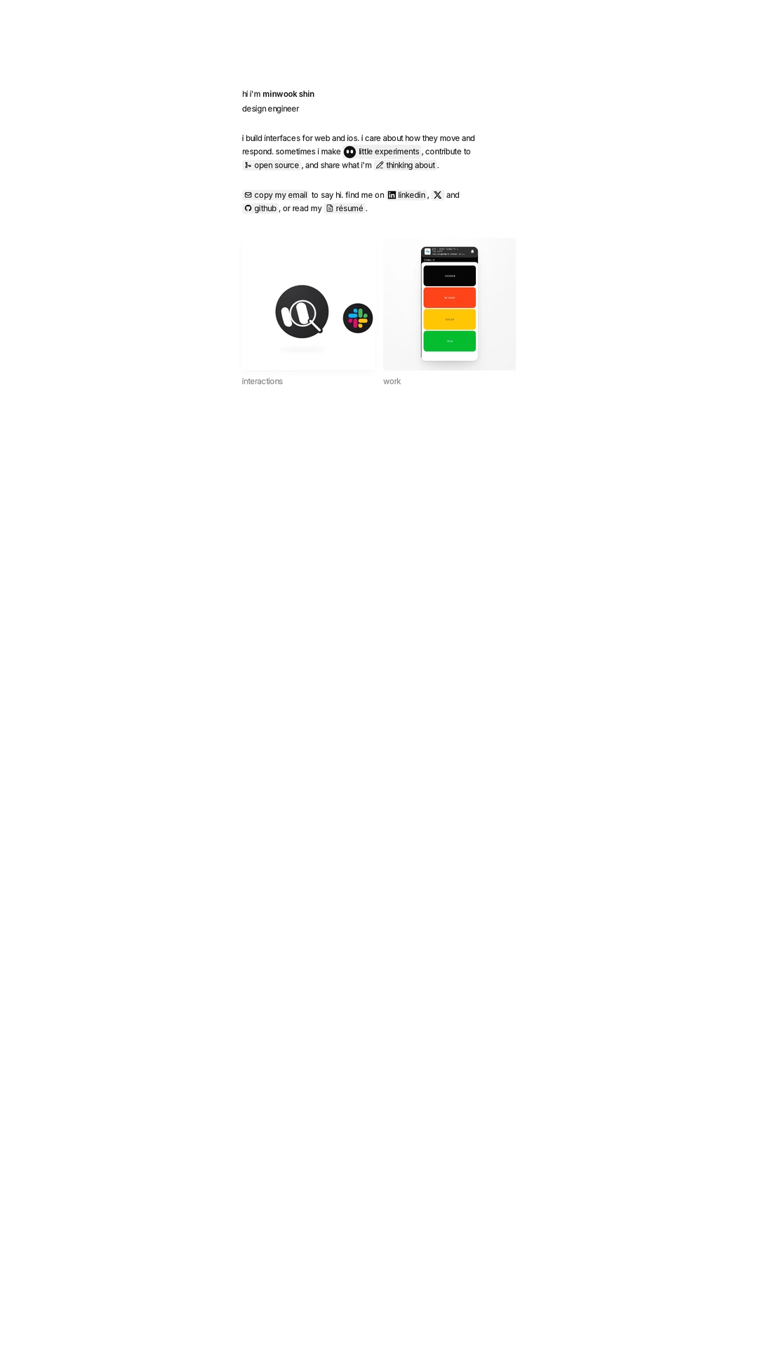 Screenshot of Minwook Shin — Design Engineer