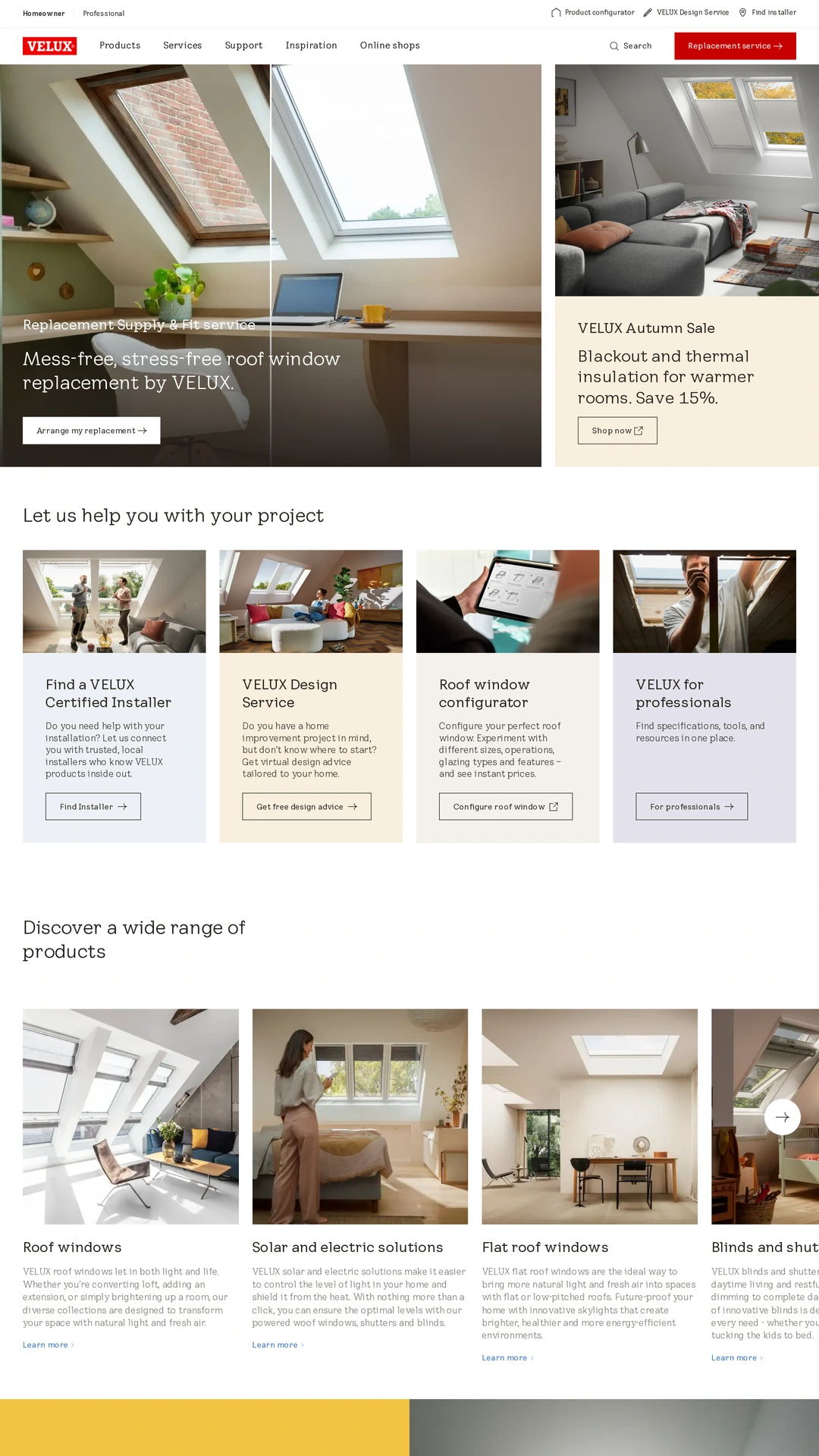 Screenshot of VELUX UK