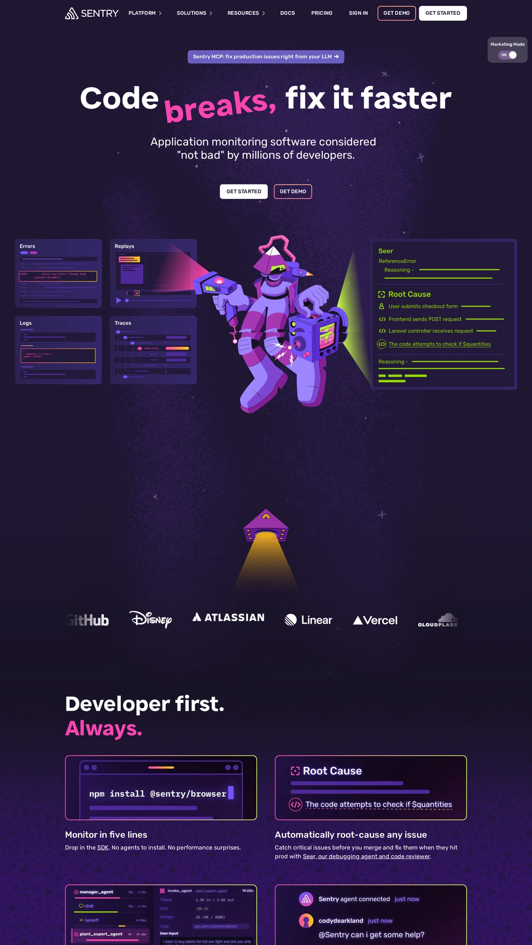 Screenshot of Sentry