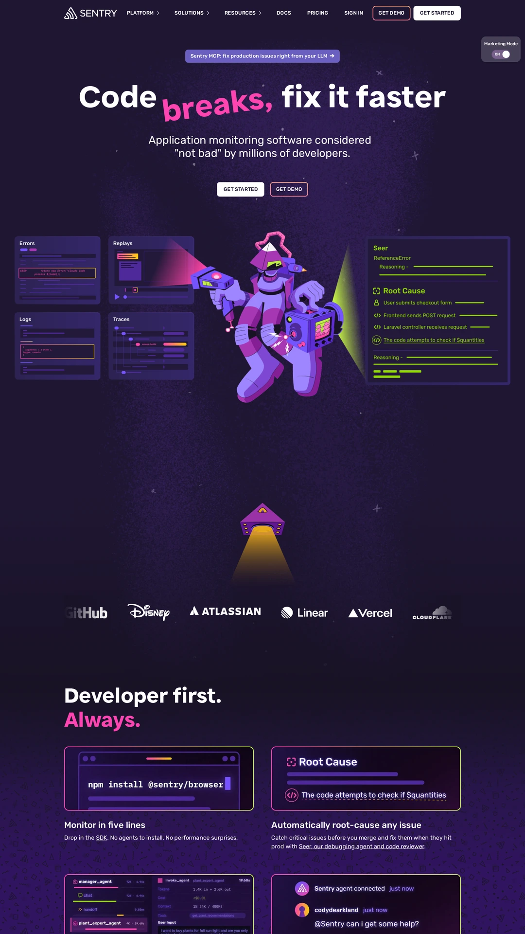 Screenshot of Sentry