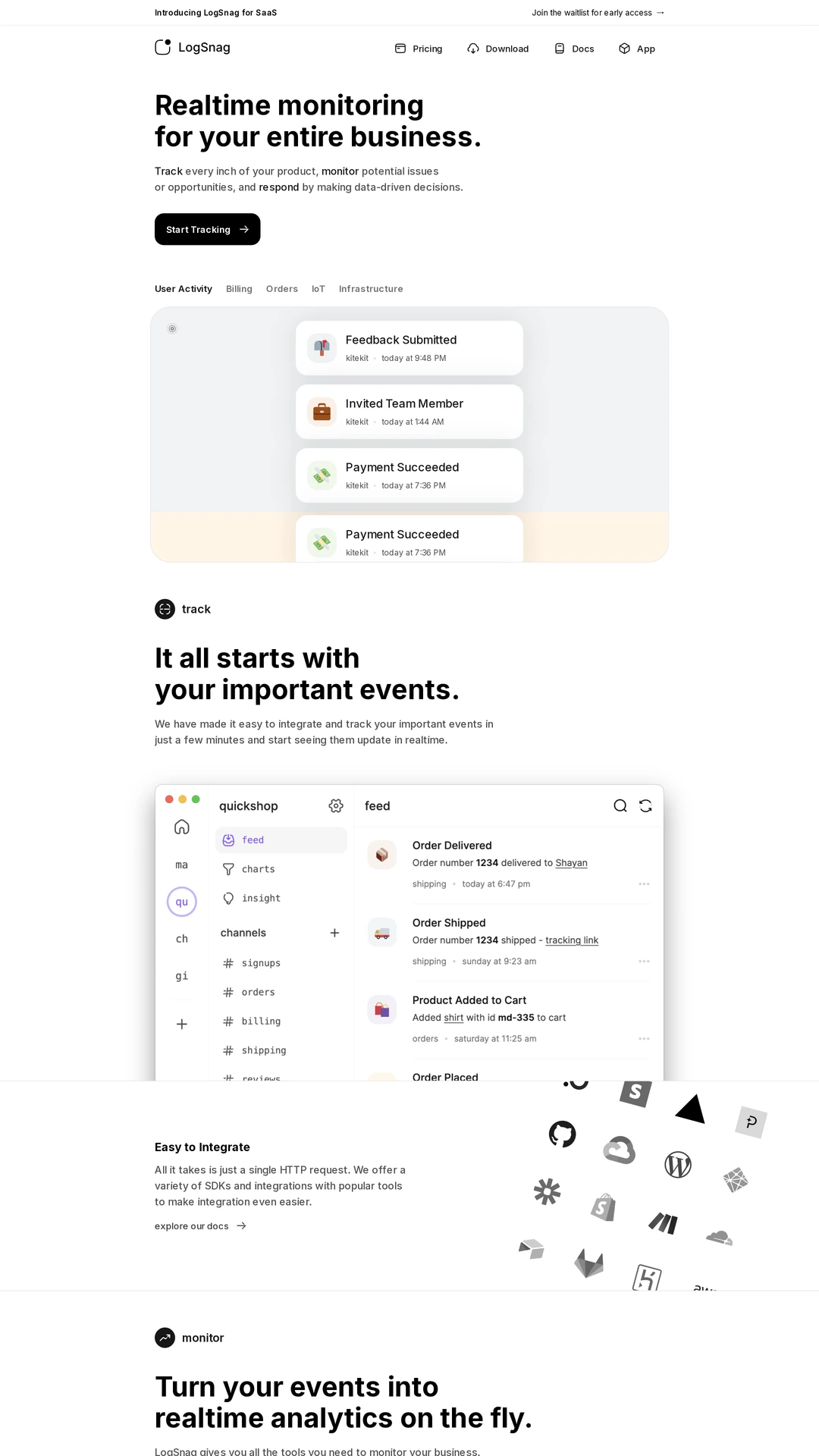 Screenshot of LogSnag