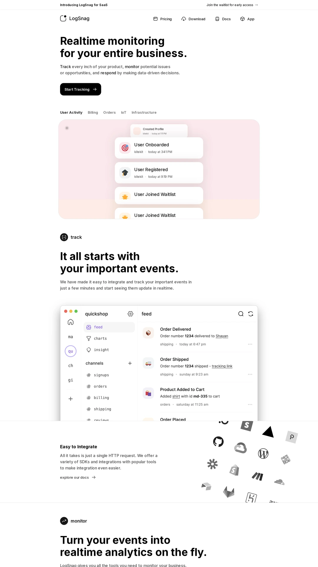 Screenshot of LogSnag