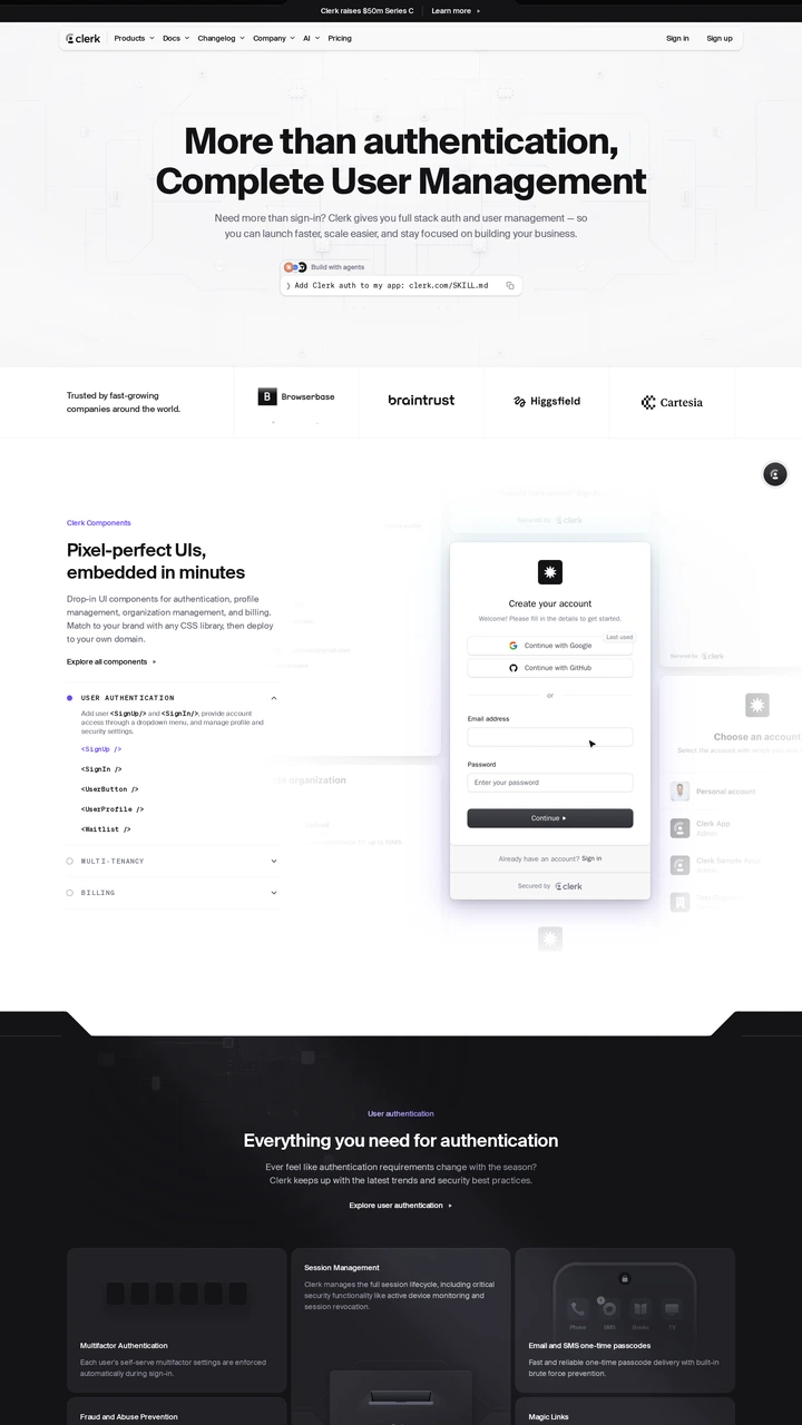 Screenshot of Clerk
