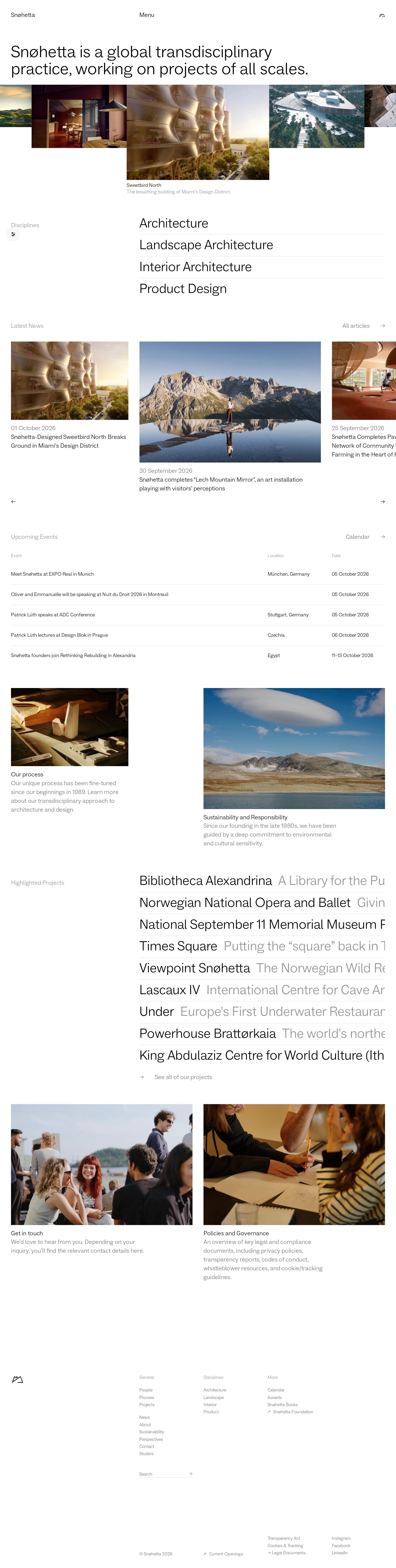 Full desktop screenshot of Snøhetta