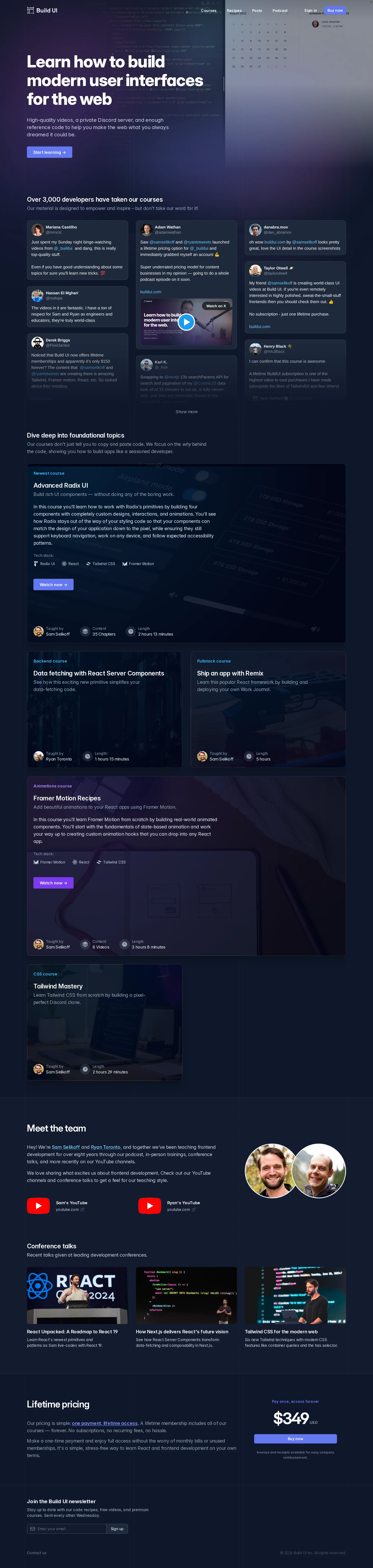 Full desktop screenshot of Build UI
