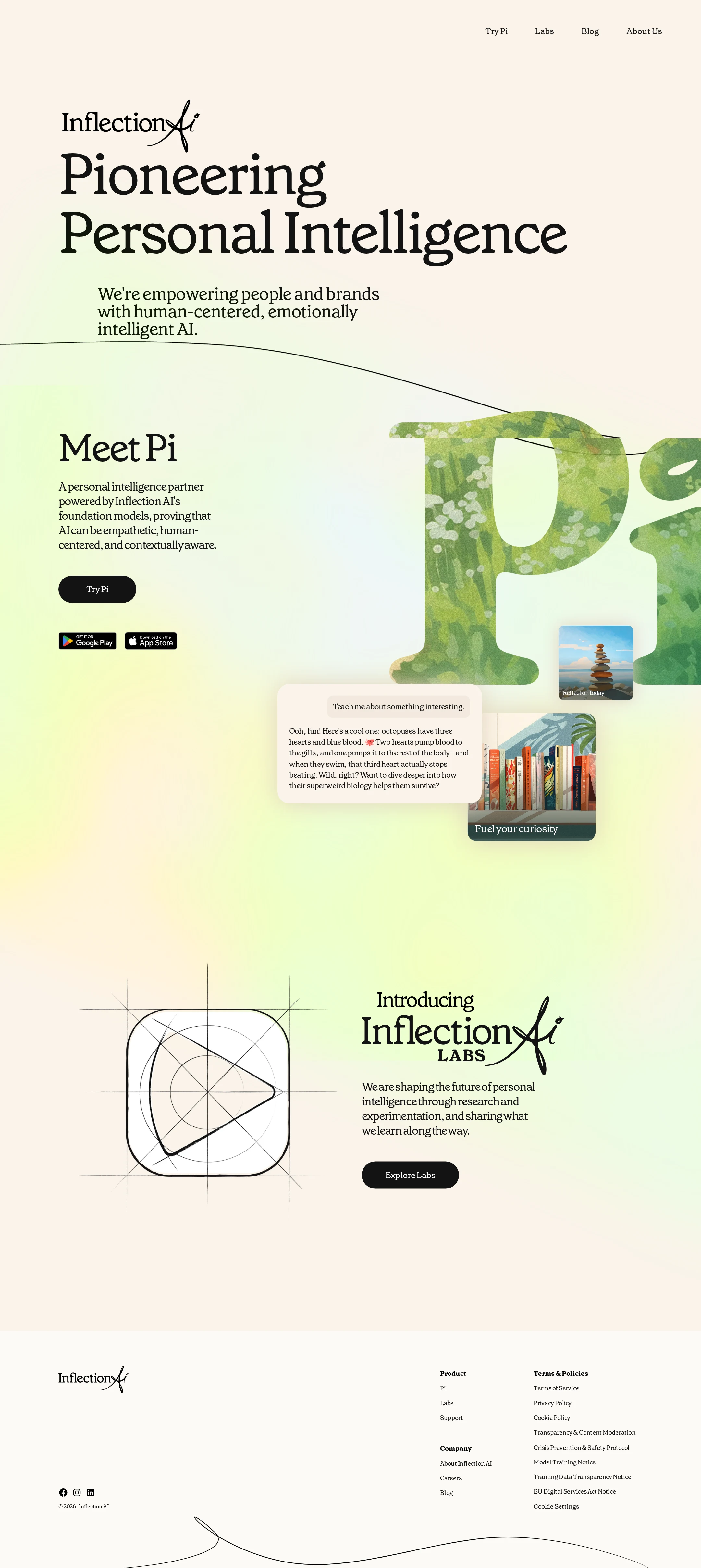 Full desktop screenshot of Inflection AI