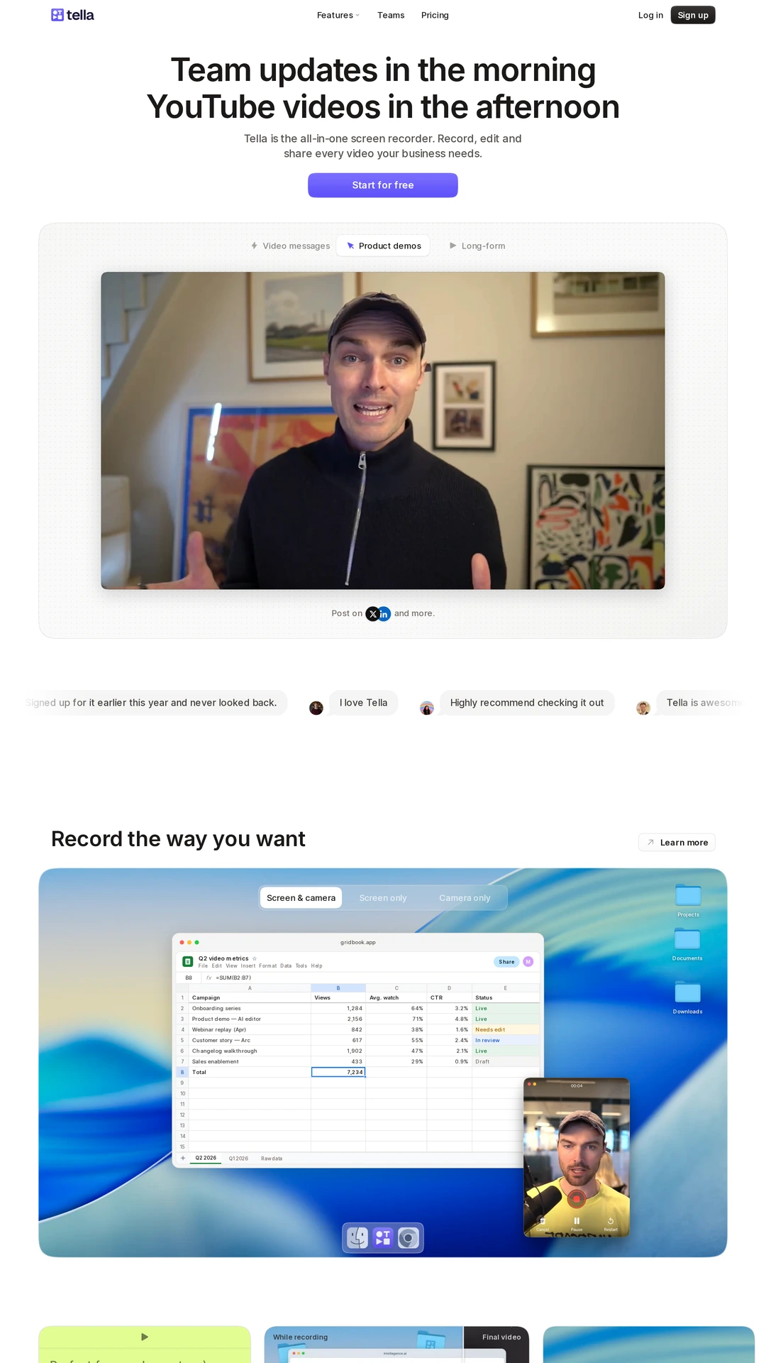 Screenshot of Tella