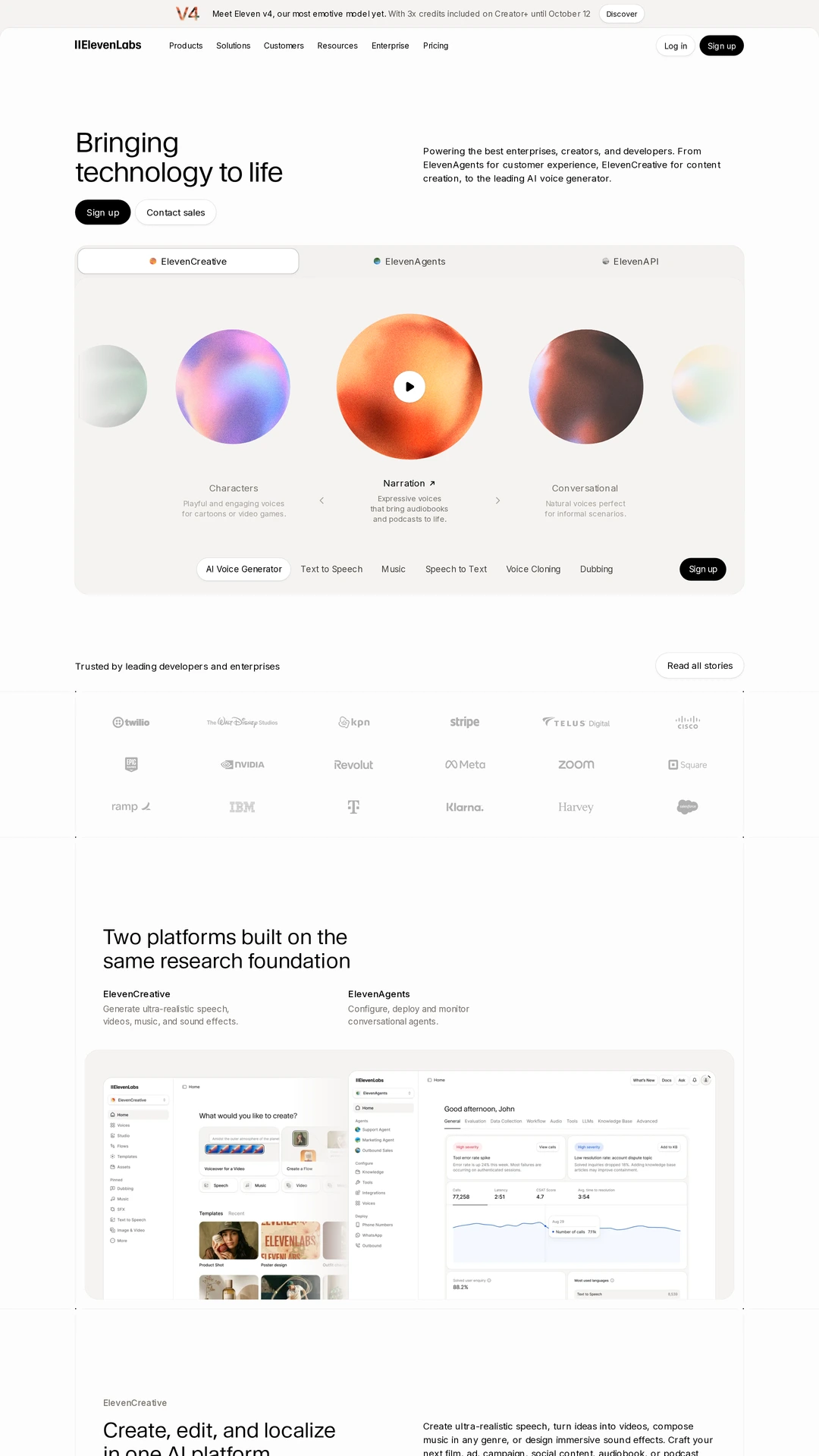 Screenshot of ElevenLabs